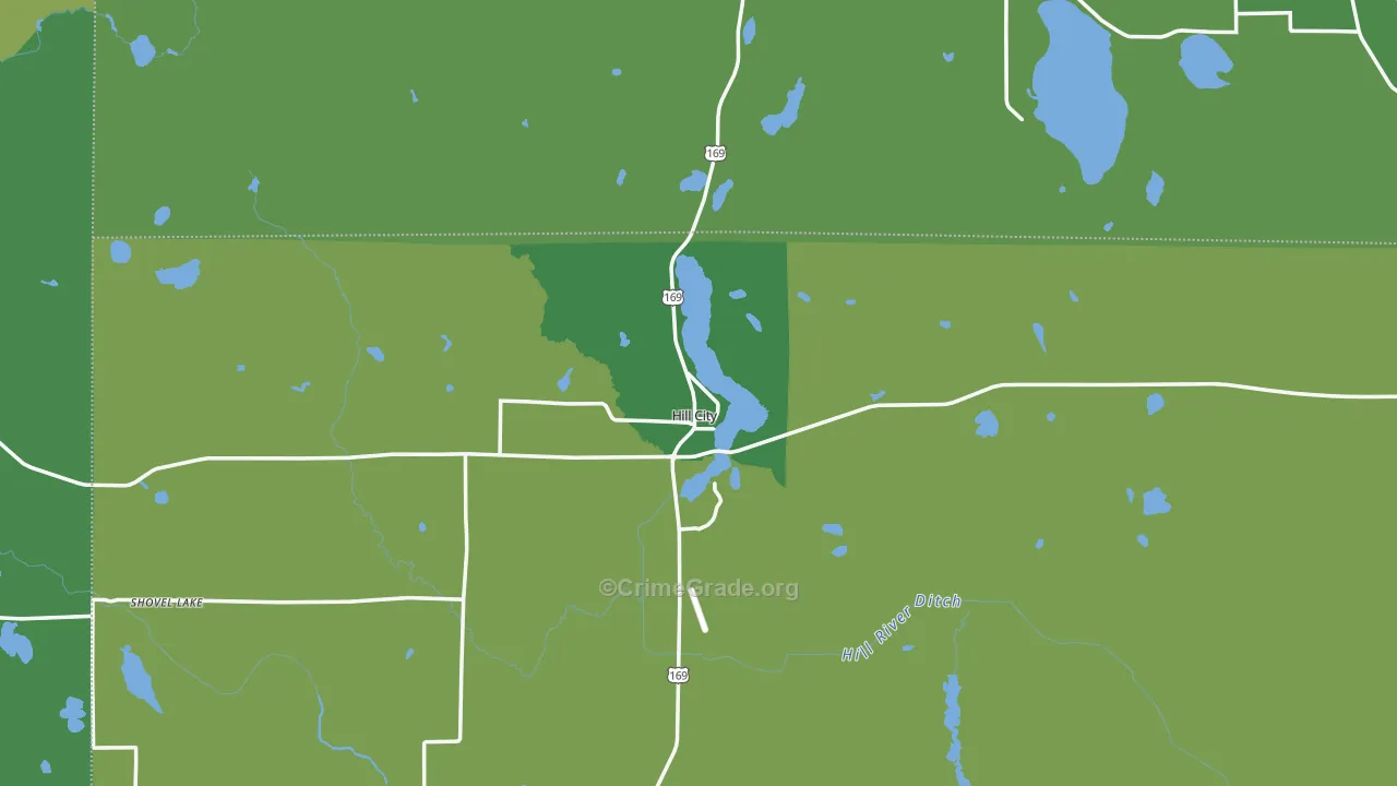 Hill City, MN Map of Vehicle Theft Rates