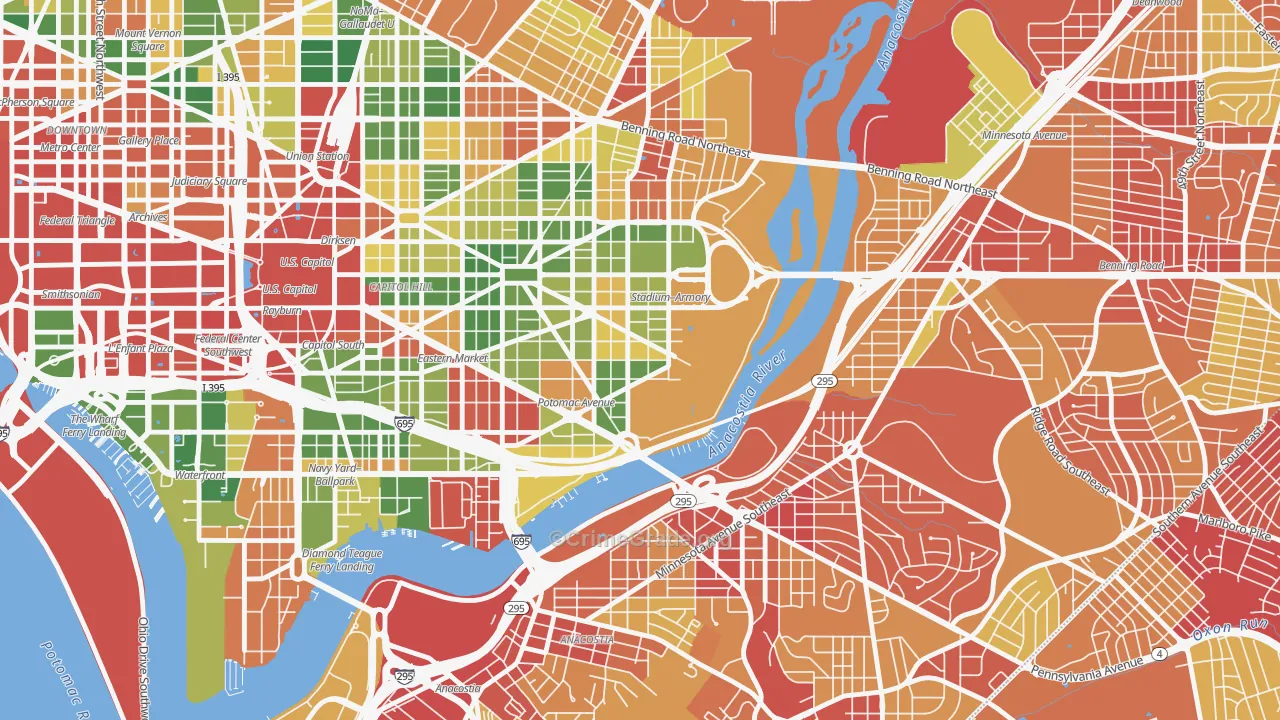 Hill East, Washington, DC Map of Vehicle Theft Rates