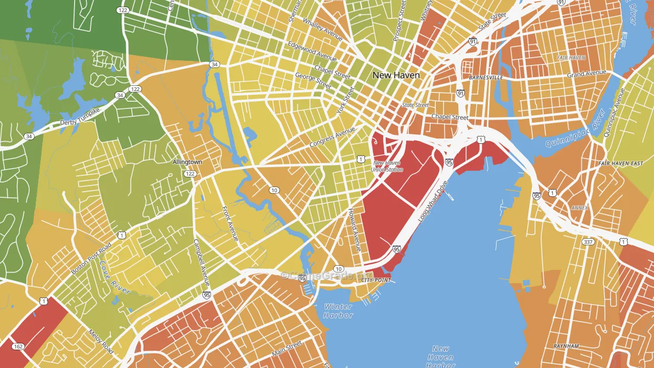 Hill, New Haven, CT Map of Vehicle Theft Rates