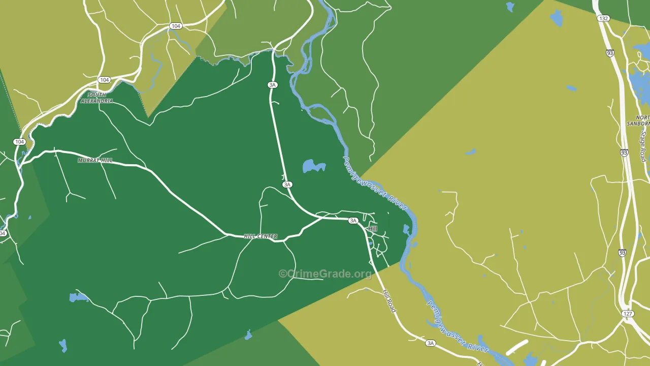 Hill, NH Map of Vehicle Theft Rates