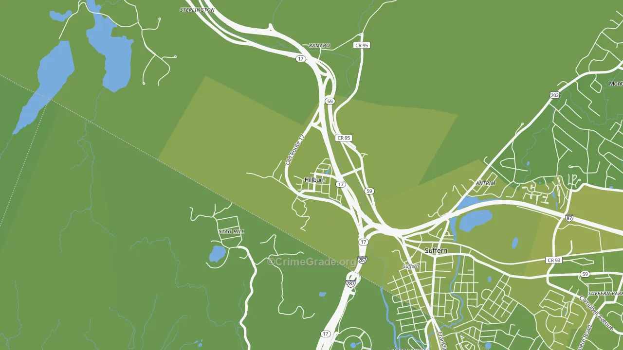 Hillburn, NY Map of Vehicle Theft Rates