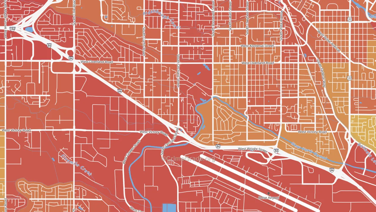 Hillcrest, Boise, ID Map of Vehicle Theft Rates