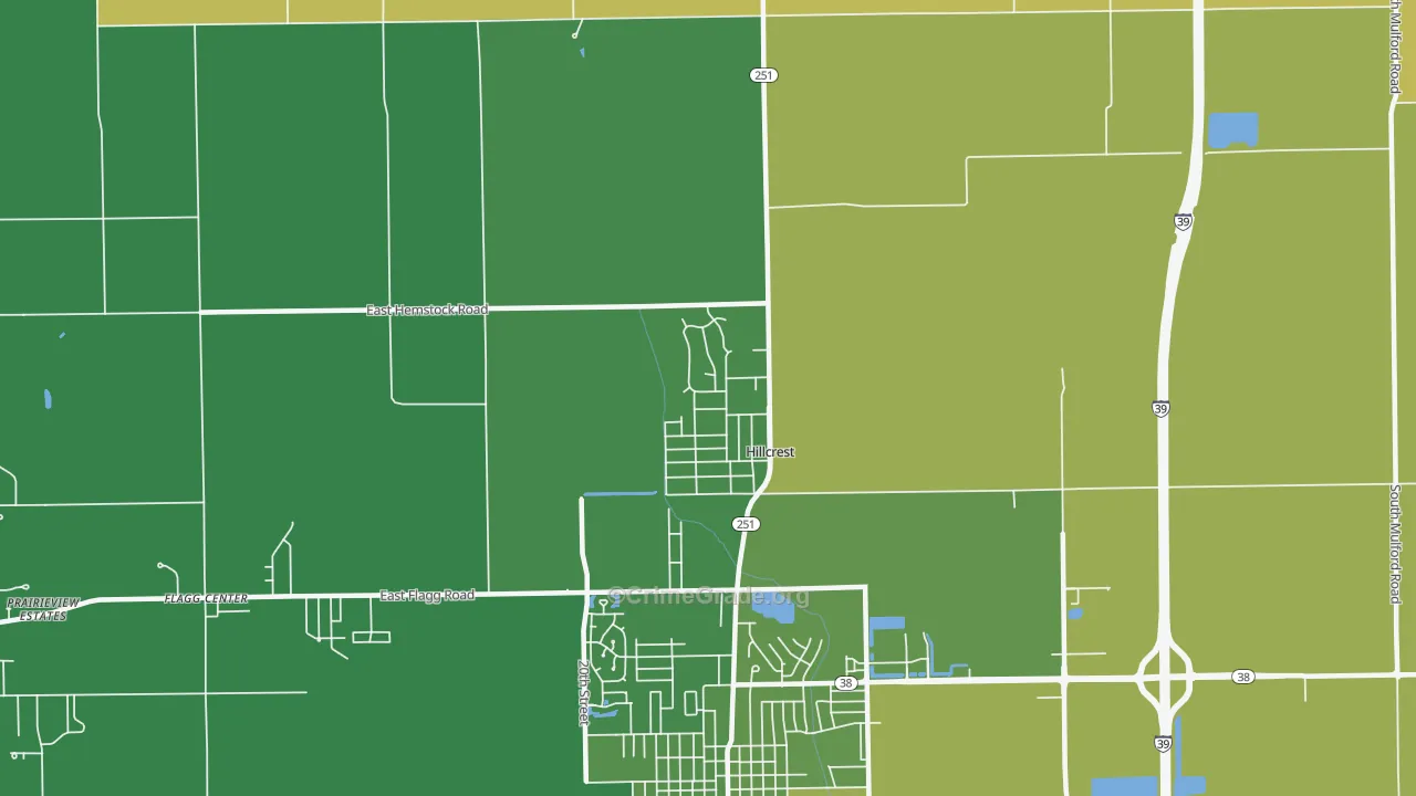 Hillcrest, IL Map of Vehicle Theft Rates