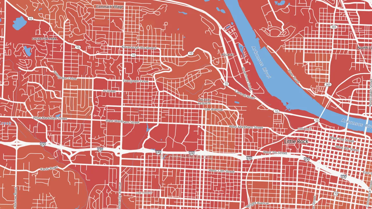 Hillcrest, Little Rock, AR Map of Vehicle Theft Rates
