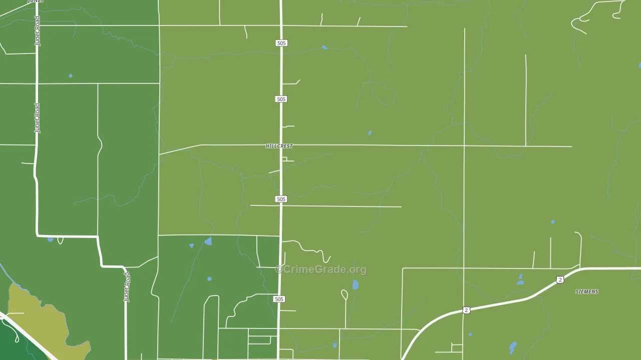 Hillcrest, MI Map of Vehicle Theft Rates