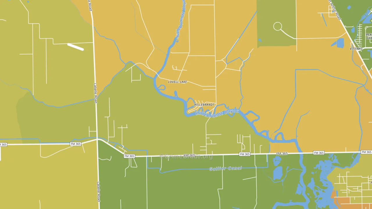 Hillebrandt, TX Map of Vehicle Theft Rates