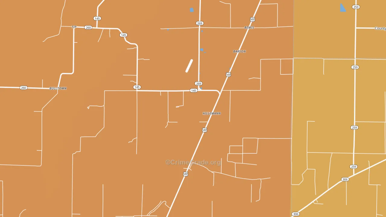 Hillemann, AR Map of Vehicle Theft Rates