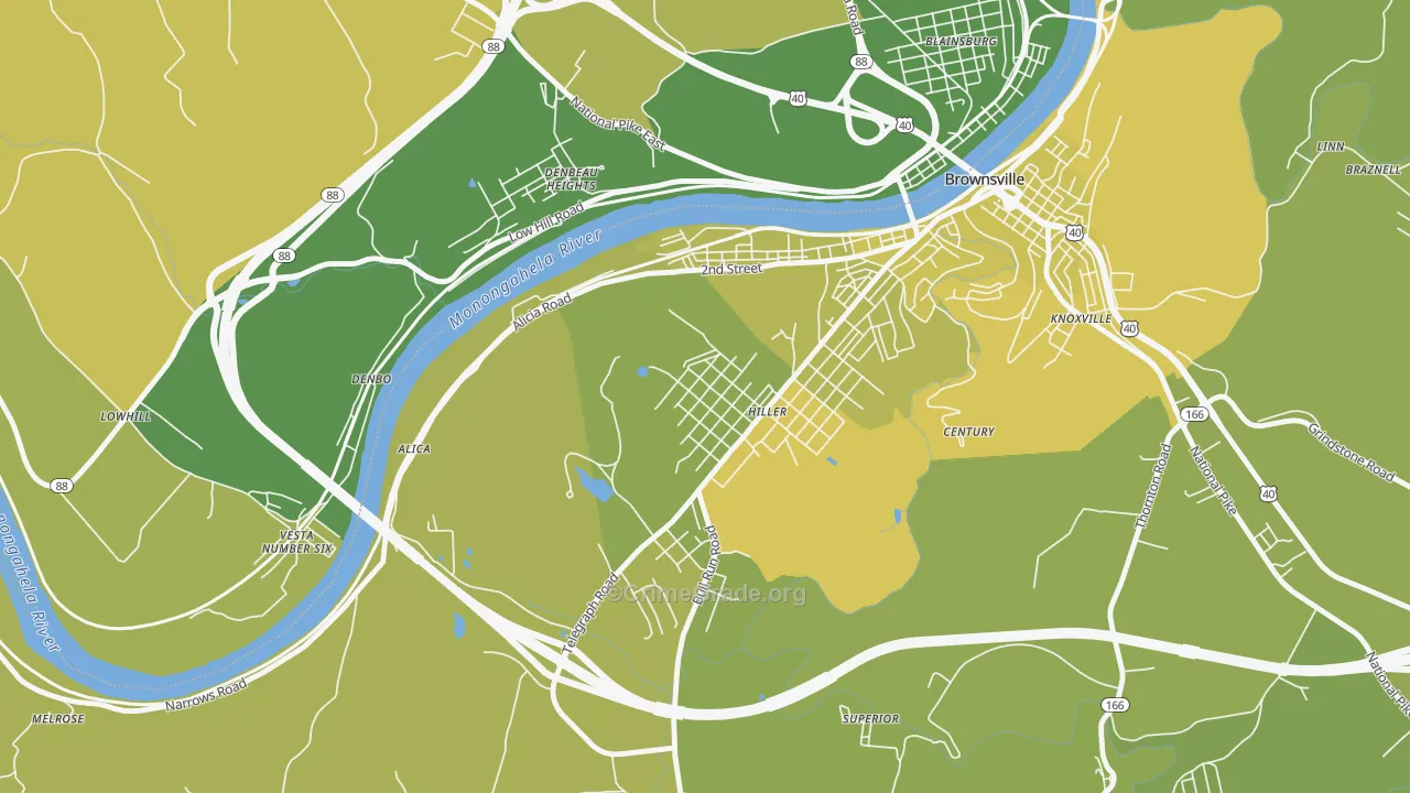 Hiller, PA Map of Vehicle Theft Rates