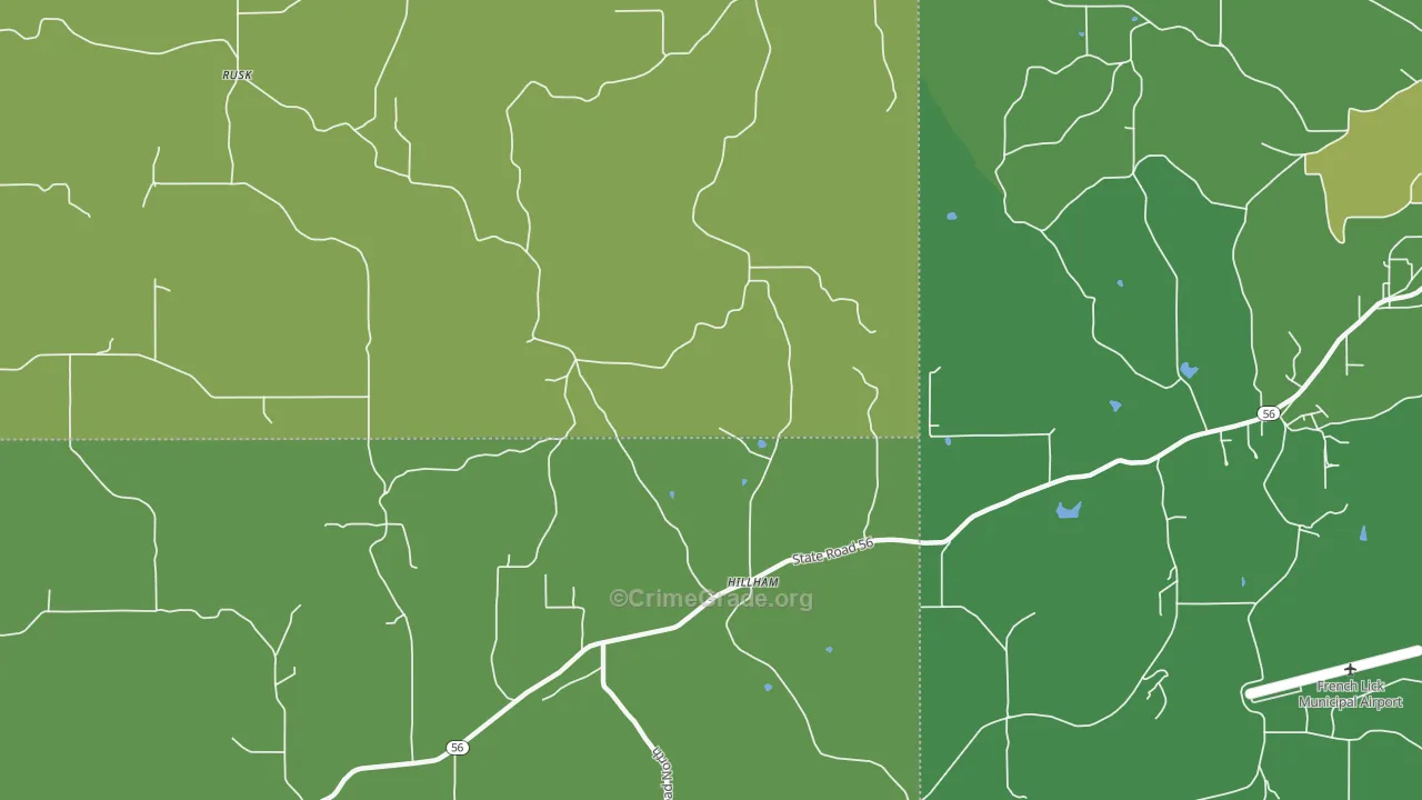 Hillham, IN Map of Vehicle Theft Rates