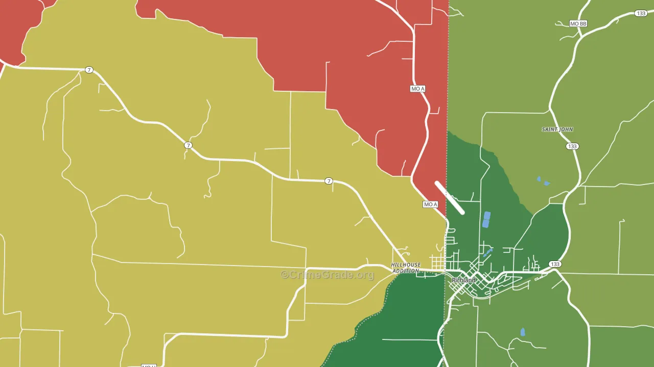 Hillhouse Addition, MO Map of Vehicle Theft Rates