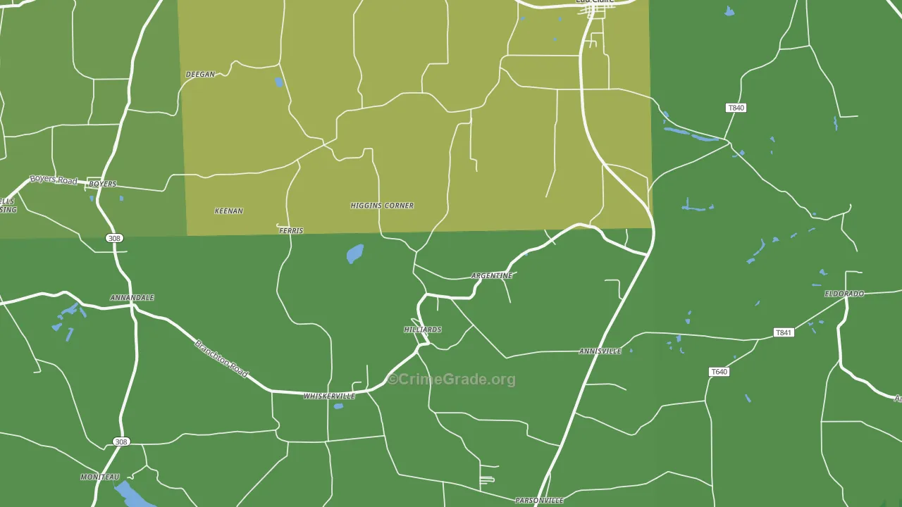 Hilliards, PA Map of Vehicle Theft Rates