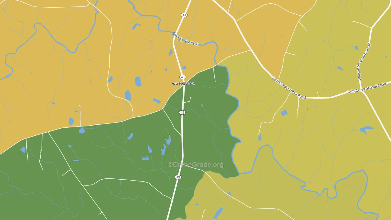 Hilliardston, NC Map of Vehicle Theft Rates