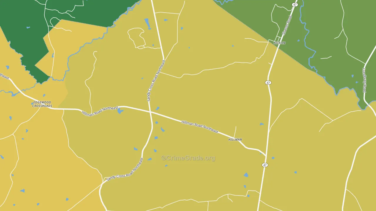 Hillman, GA Map of Vehicle Theft Rates