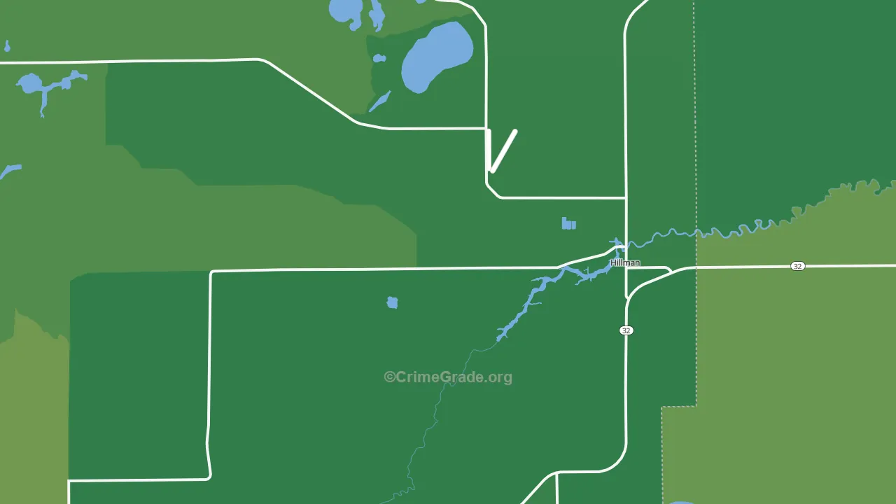 Hillman, MI Map of Vehicle Theft Rates