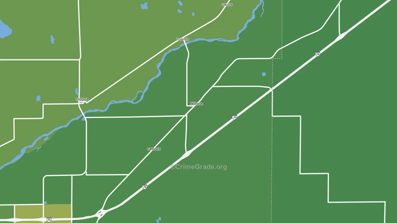 Hillrose, CO Map of Vehicle Theft Rates