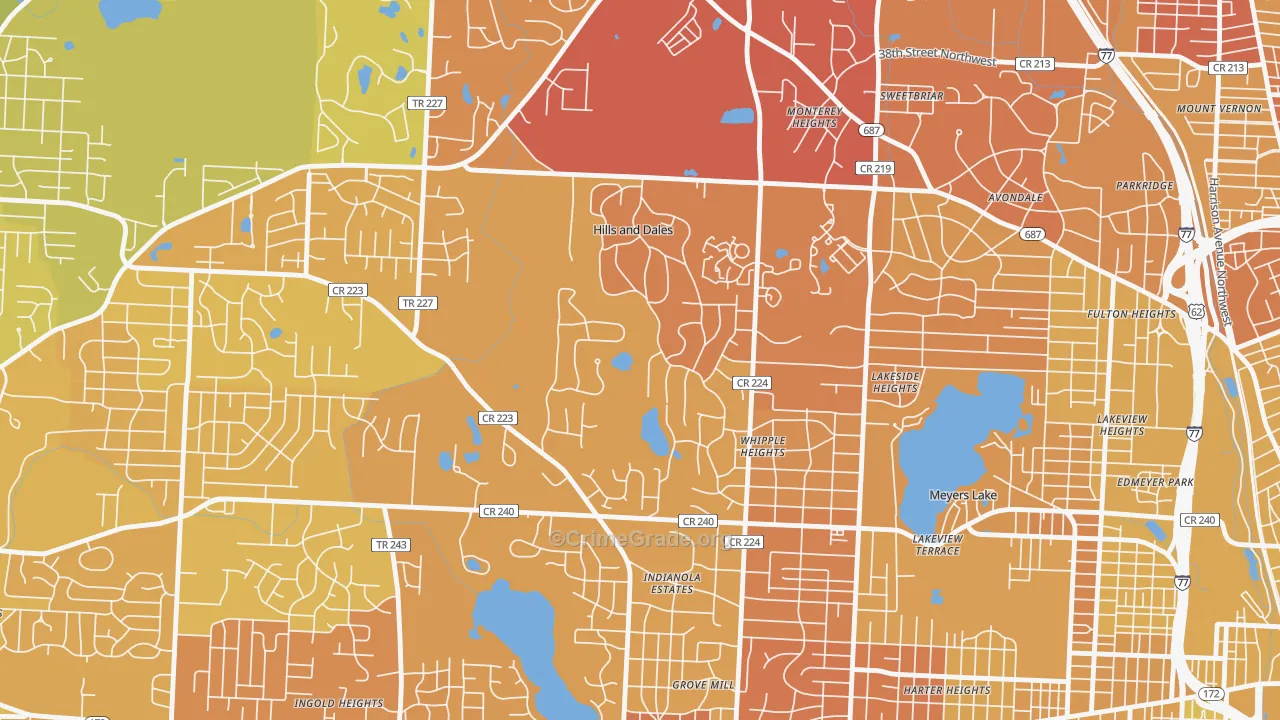 Hills and Dales, OH Map of Vehicle Theft Rates
