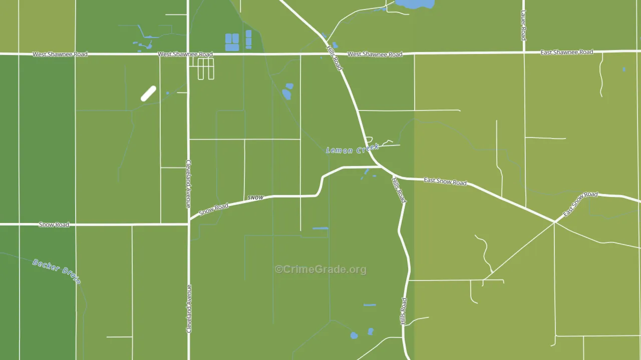 Hills Corners, MI Map of Vehicle Theft Rates