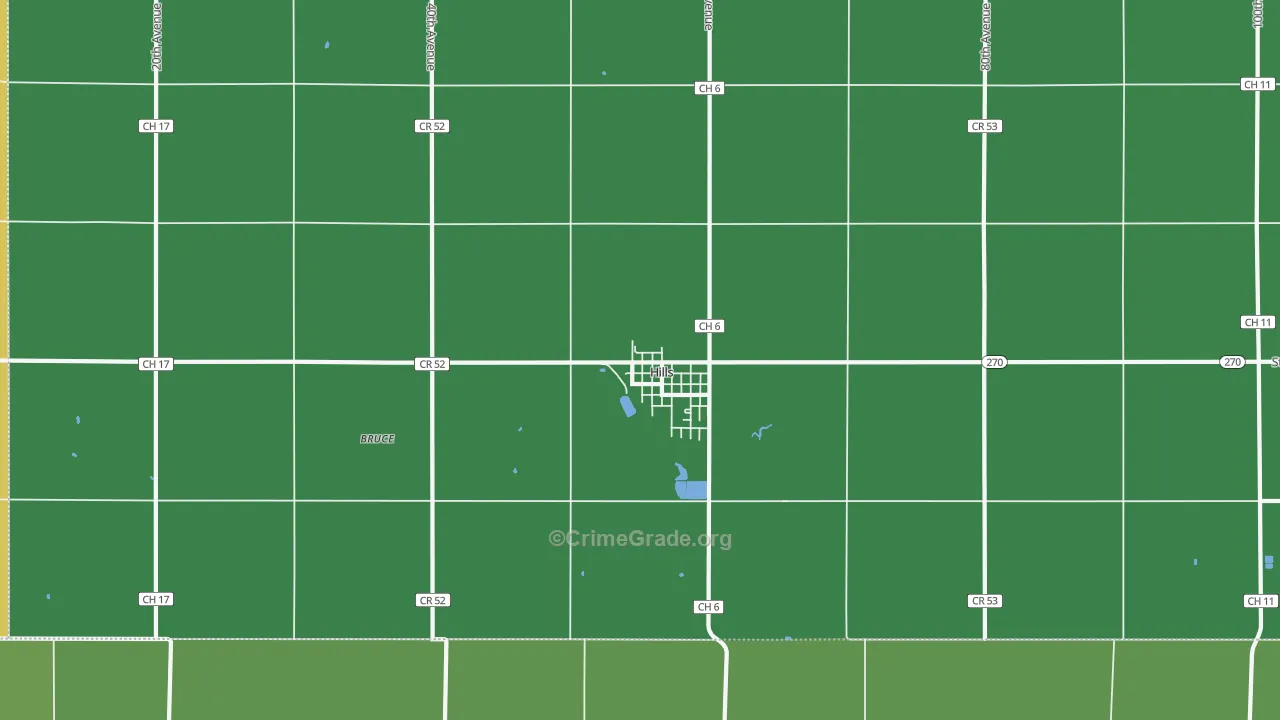 Hills, MN Map of Vehicle Theft Rates