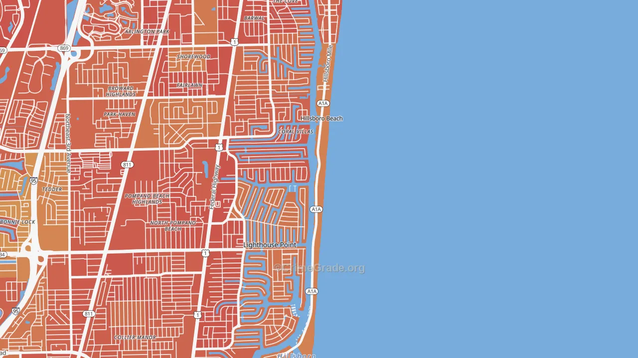 Hillsboro Beach, FL Map of Vehicle Theft Rates
