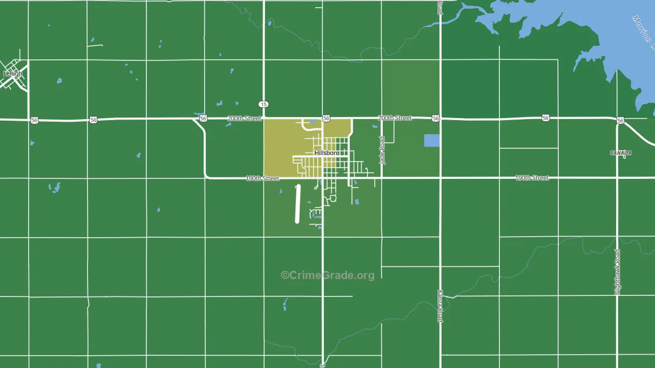 Hillsboro, KS Map of Vehicle Theft Rates