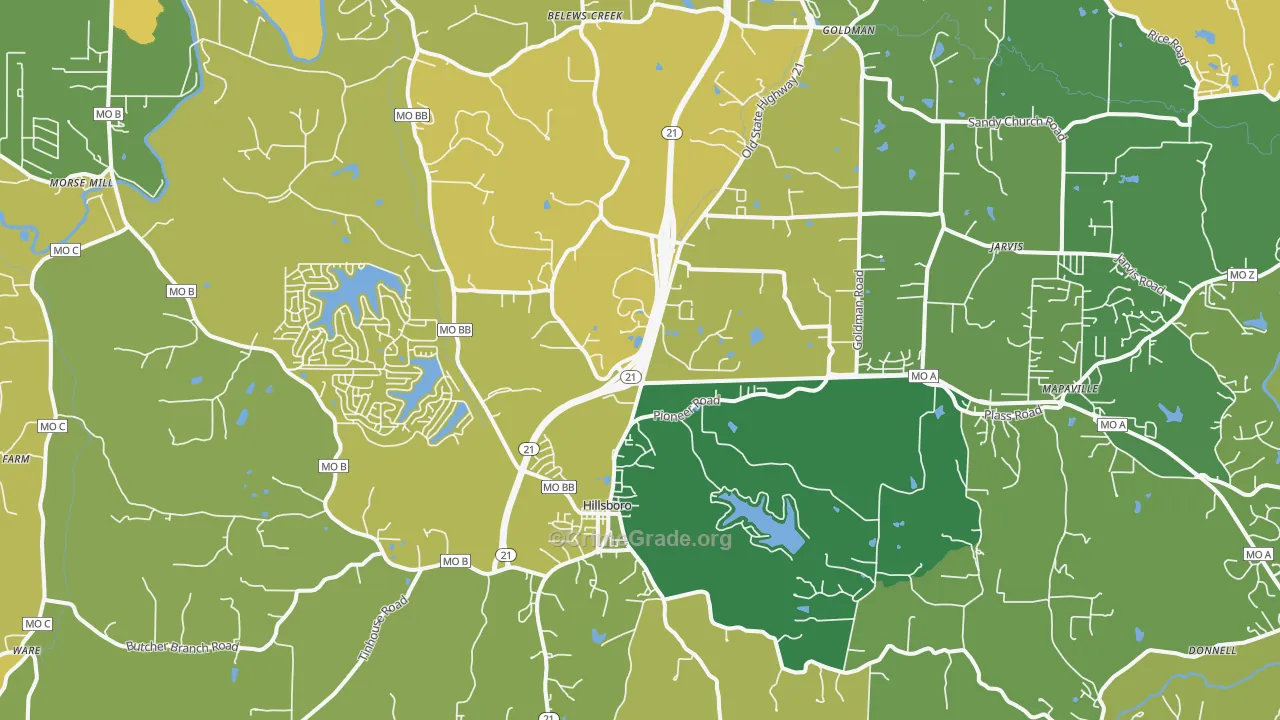 Hillsboro, MO Map of Vehicle Theft Rates
