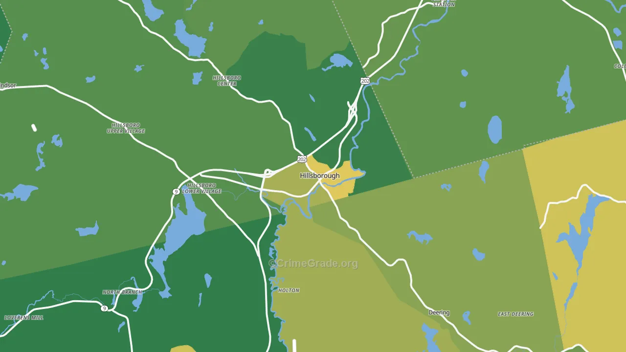 Hillsboro, NH Map of Vehicle Theft Rates