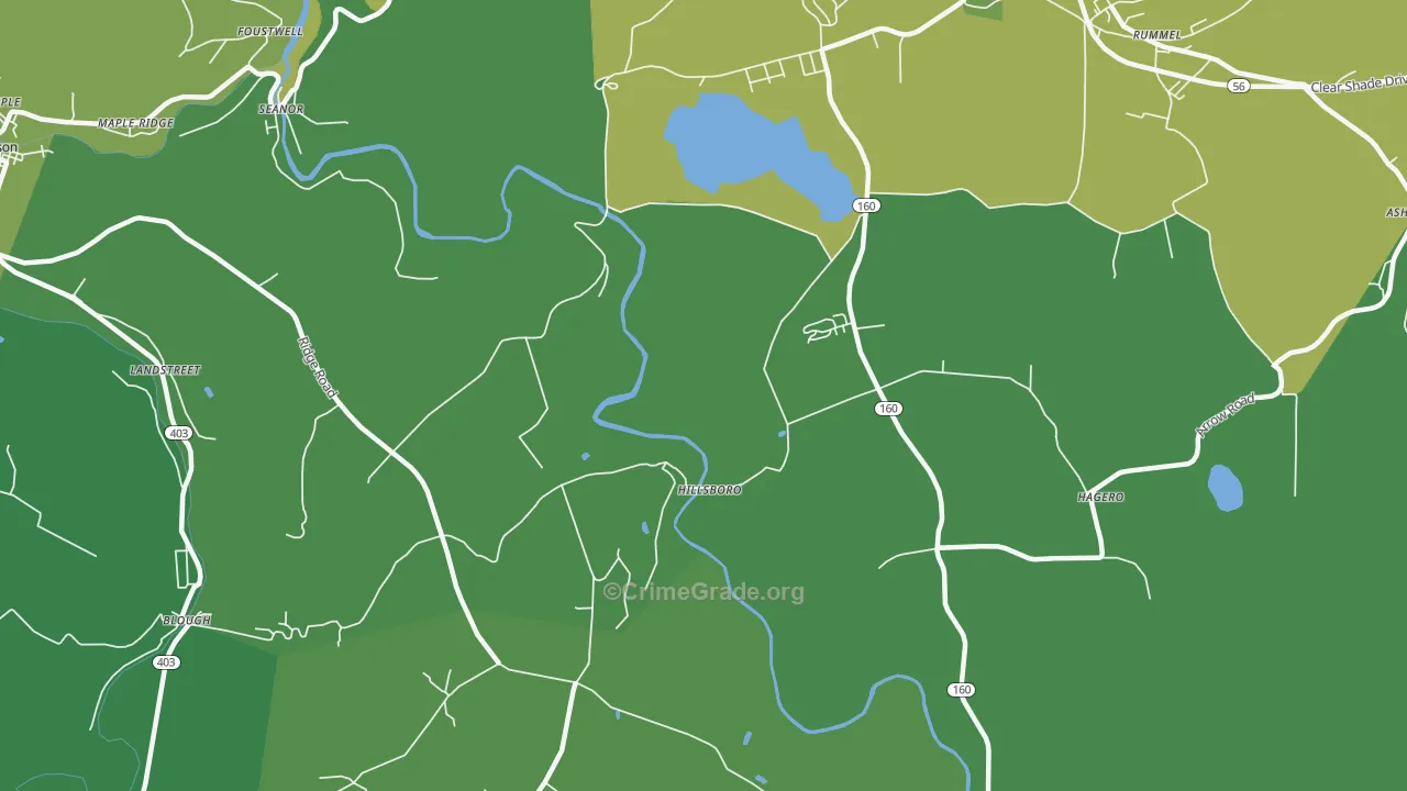 Hillsboro, PA Map of Vehicle Theft Rates