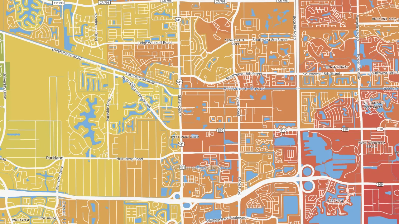 Hillsboro Pines, FL Map of Vehicle Theft Rates