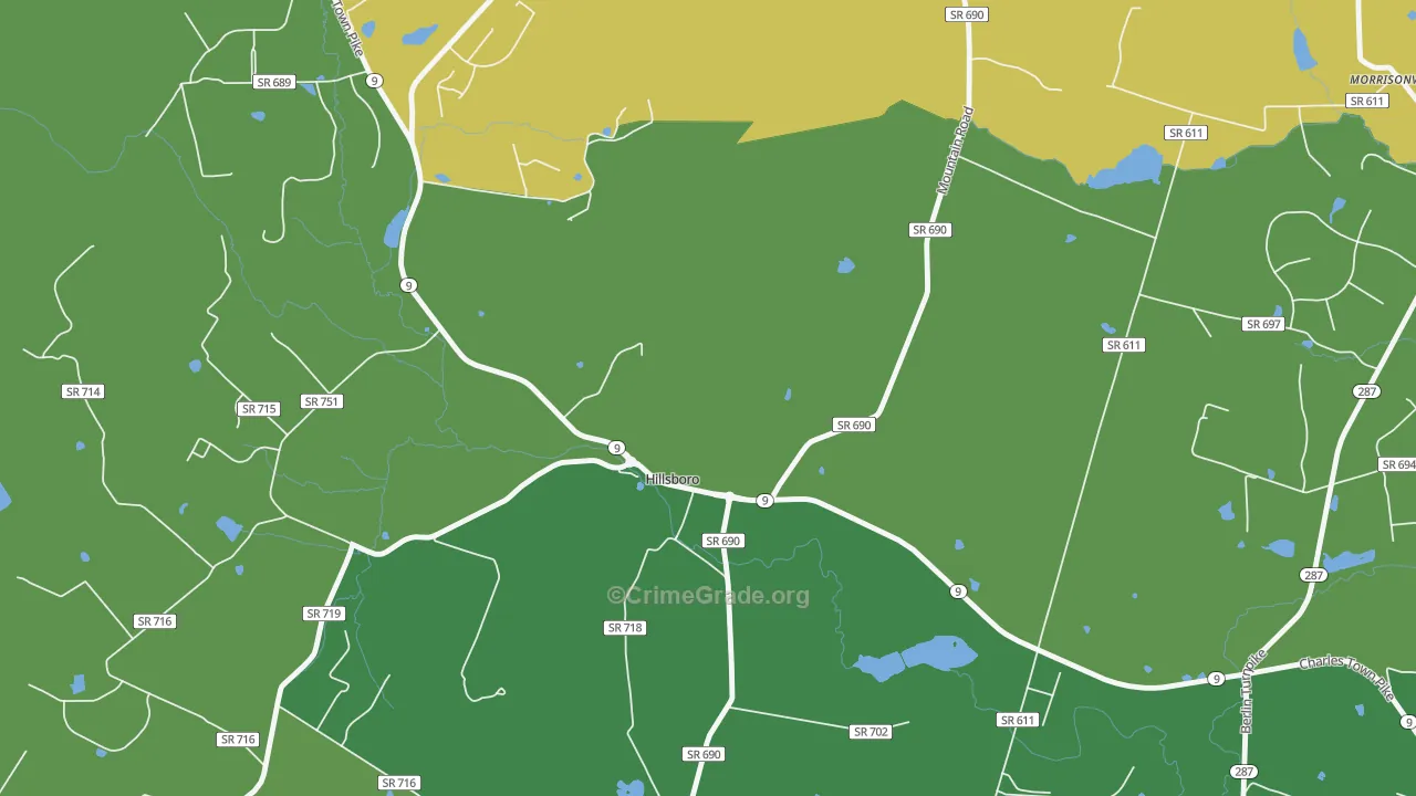 Hillsboro, VA Map of Vehicle Theft Rates