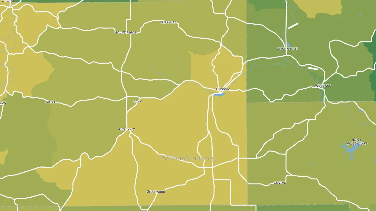 Hillsboro, WI Map of Vehicle Theft Rates