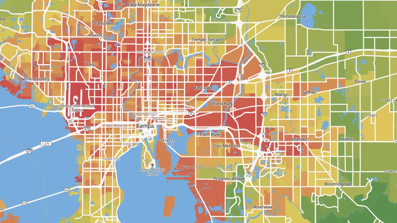 Hillsborough County, FL Map of Vehicle Theft Rates