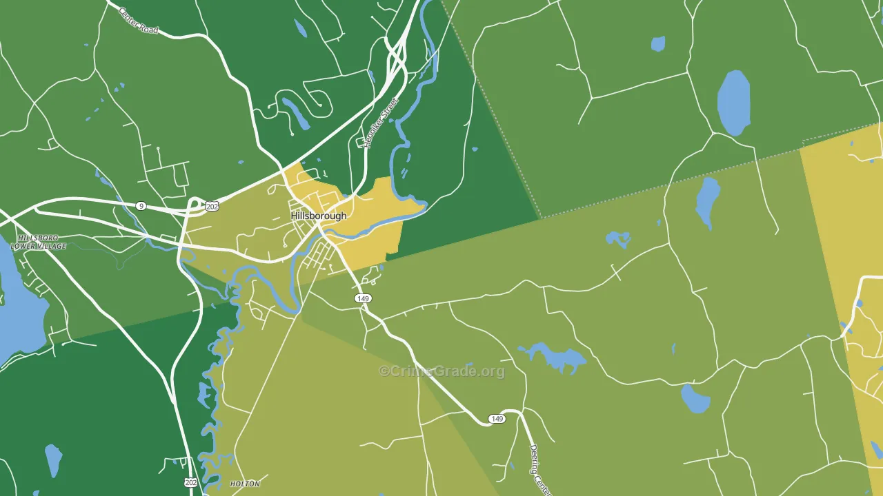 Hillsborough, NH Map of Vehicle Theft Rates