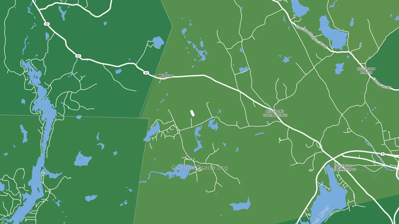 Hillsborough Upper Village, NH Map of Vehicle Theft Rates
