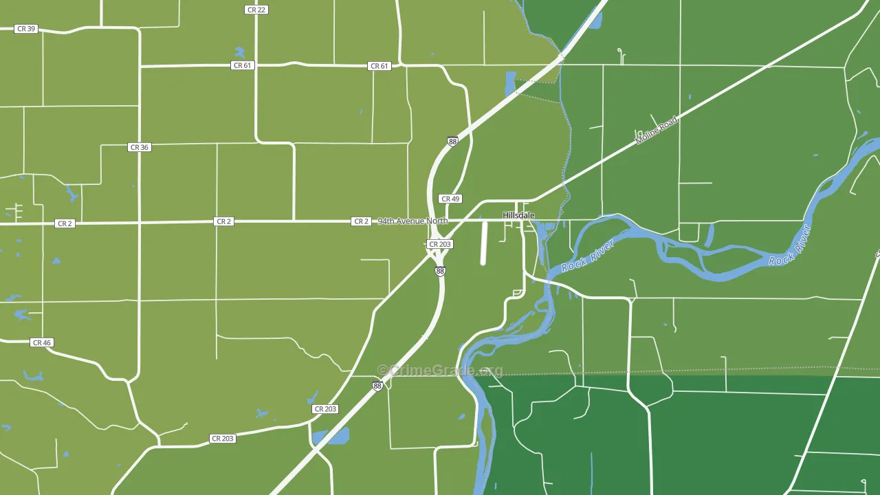 Hillsdale, IL Map of Vehicle Theft Rates