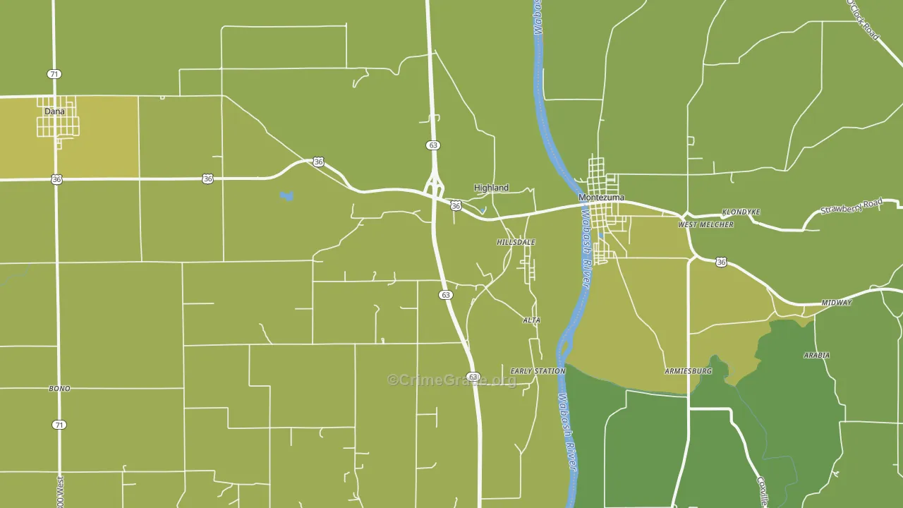 Hillsdale, IN Map of Vehicle Theft Rates
