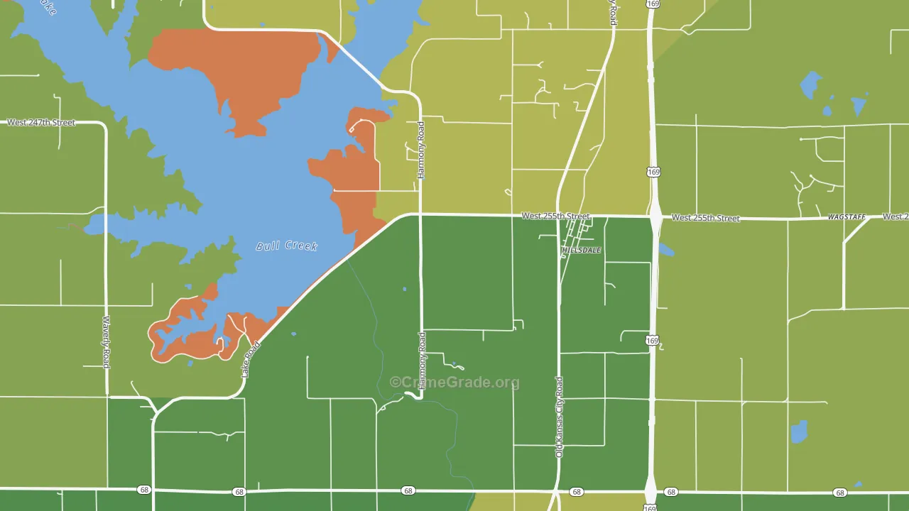 Hillsdale, KS Map of Vehicle Theft Rates