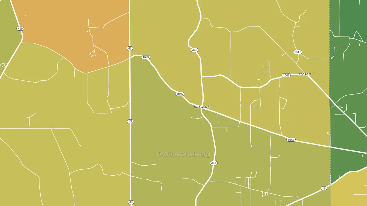 Hillsdale, LA Map of Vehicle Theft Rates