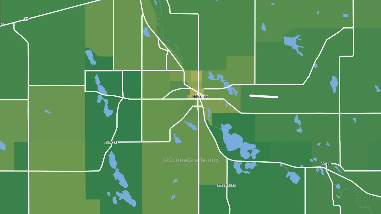 Hillsdale, MI Map of Vehicle Theft Rates