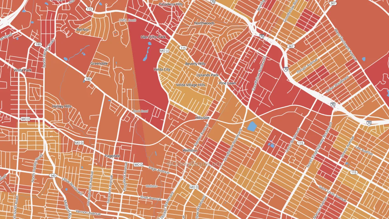 Hillsdale, MO Map of Vehicle Theft Rates