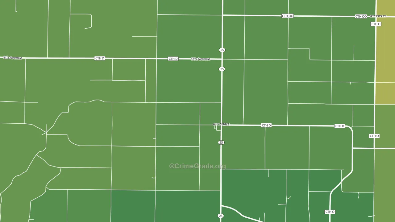 Hillsdale, WI Map of Vehicle Theft Rates