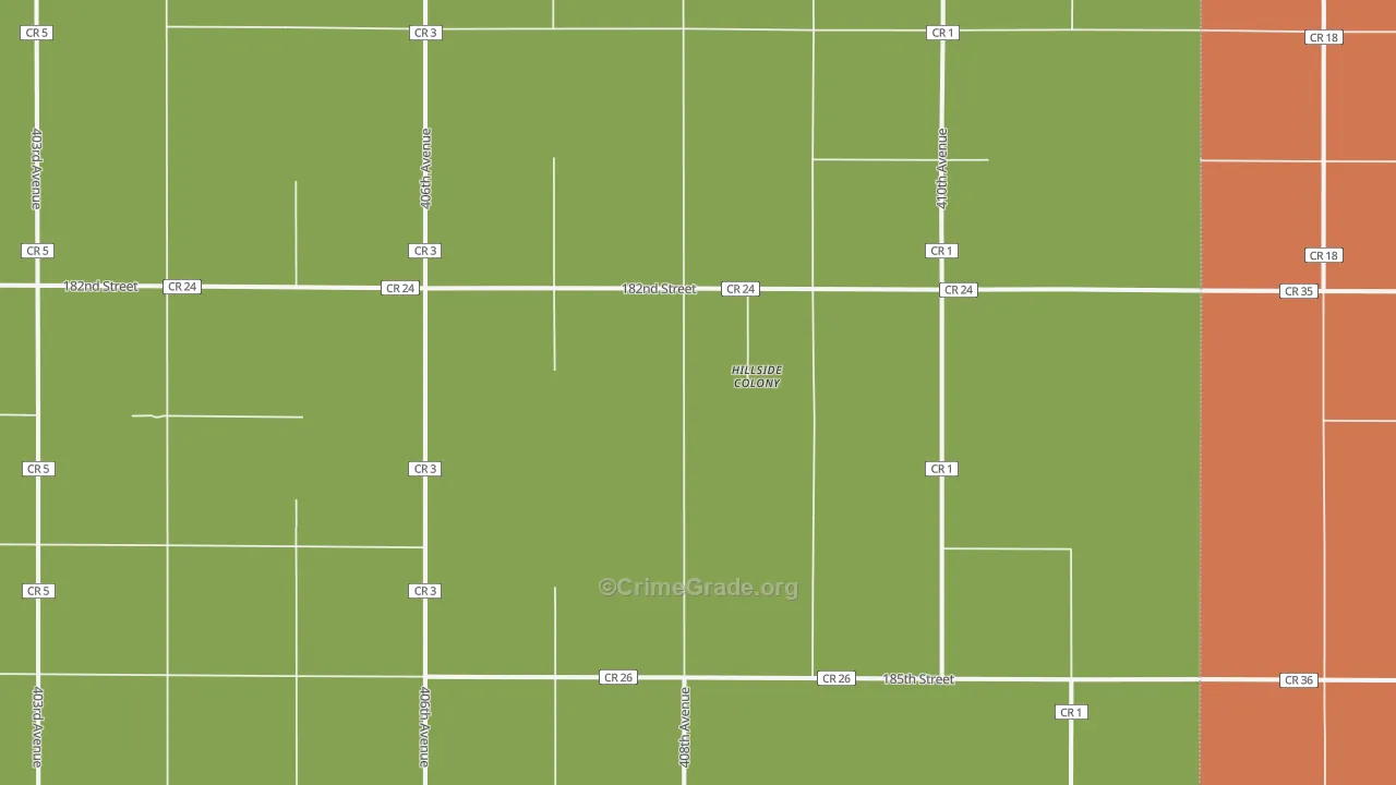Hillside Colony, SD Map of Vehicle Theft Rates