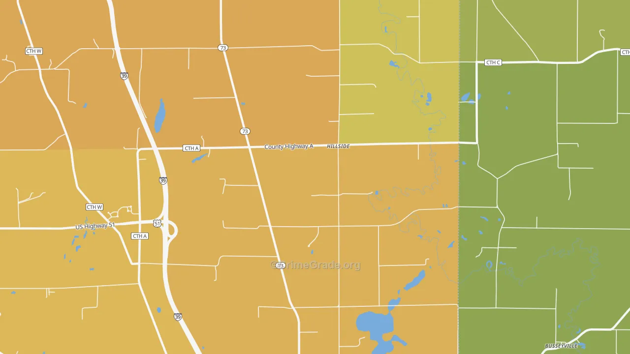 Hillside, WI Map of Vehicle Theft Rates