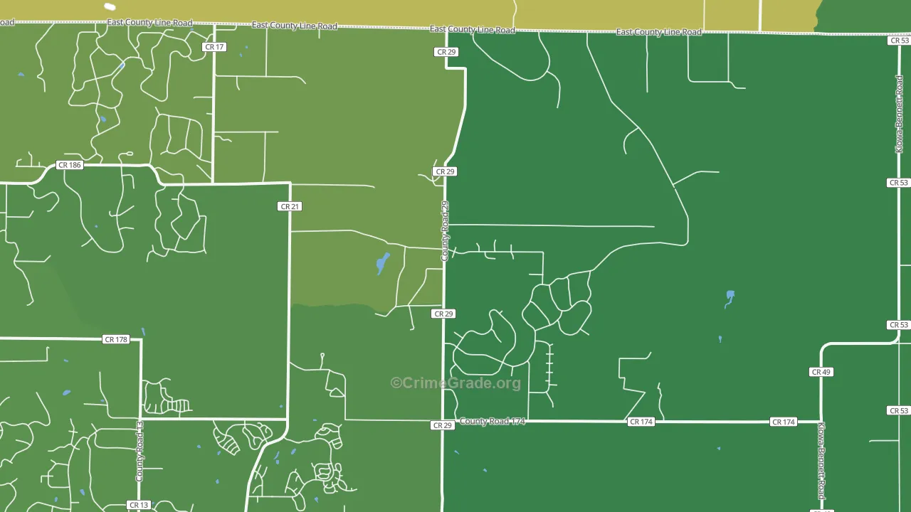 Hilltop, CO Map of Vehicle Theft Rates