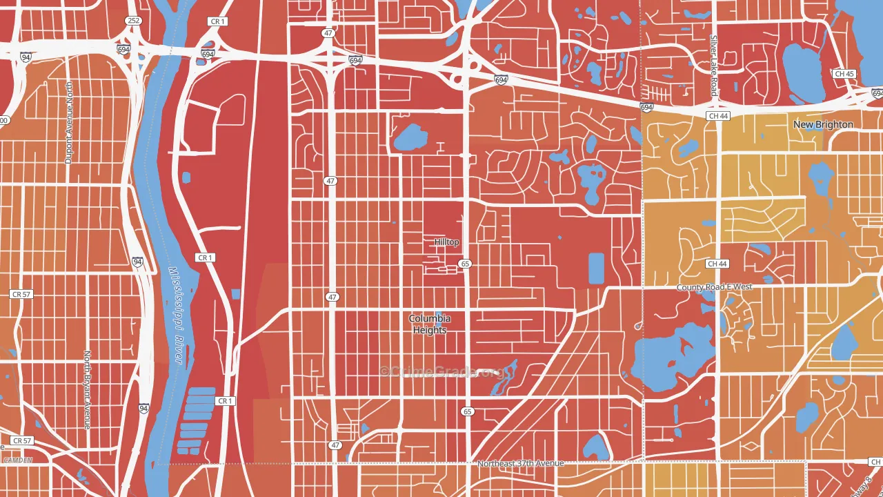Hilltop, MN Map of Vehicle Theft Rates