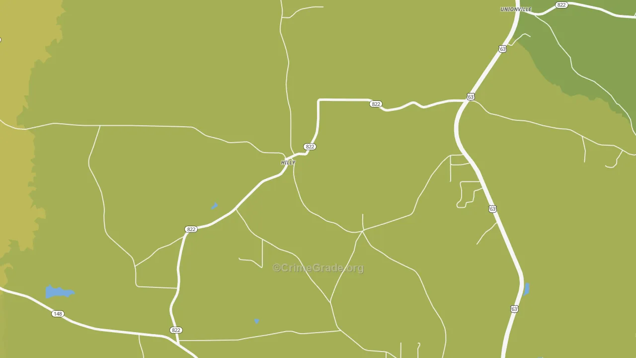 Hilly, LA Map of Vehicle Theft Rates