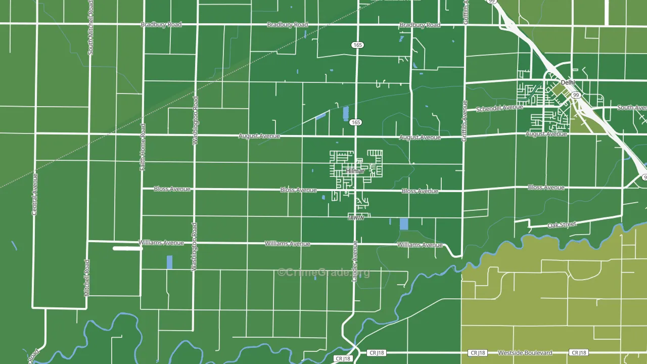 Hilmar, CA Map of Vehicle Theft Rates