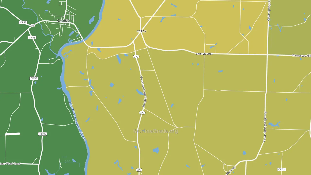 Hilton, GA Map of Vehicle Theft Rates