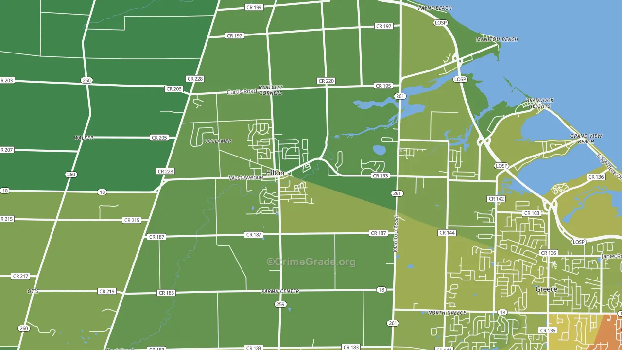 Hilton, NY Map of Vehicle Theft Rates