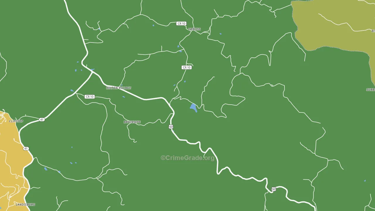Hilton Village, WV Map of Vehicle Theft Rates