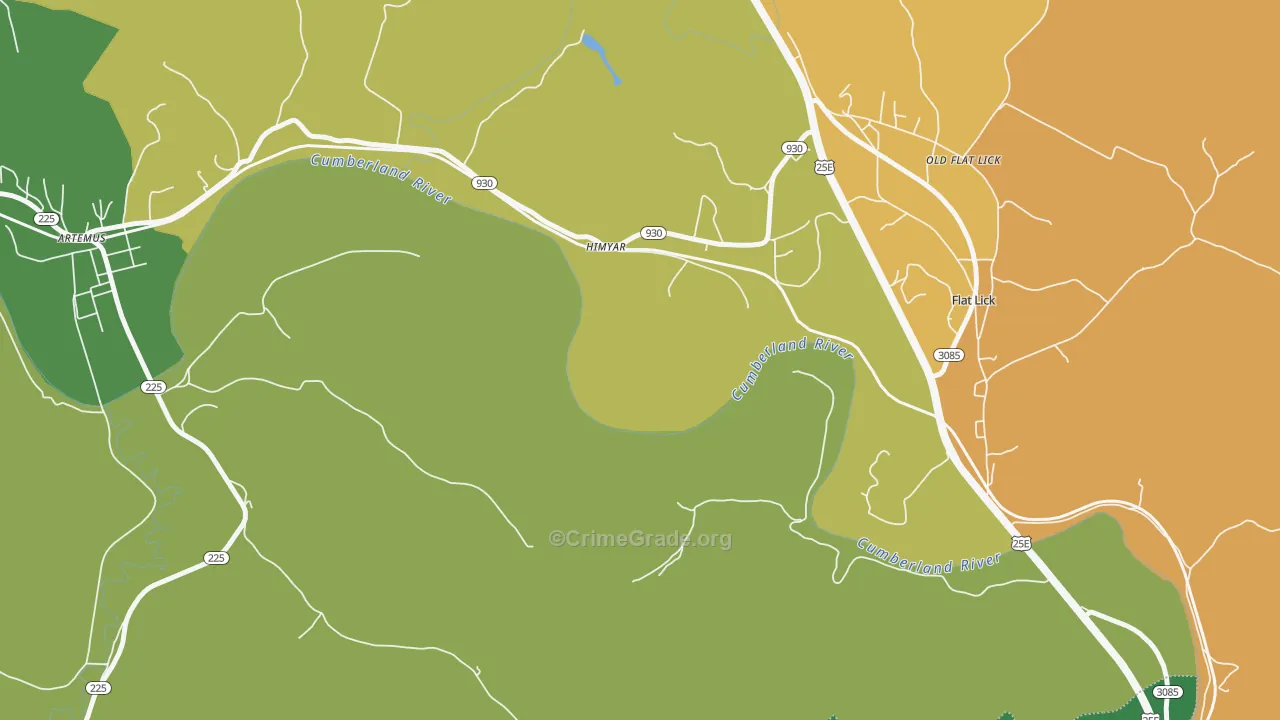Himyar, KY Map of Vehicle Theft Rates